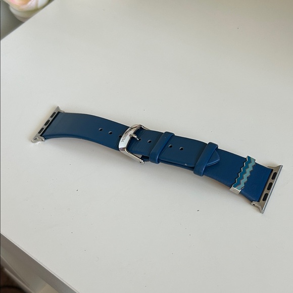 Missoni Blue Leather Watch Strap with Silver Buckle - Picture 1 of 5